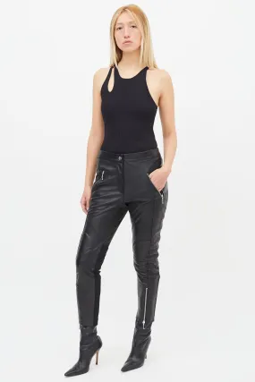 Black Leather Moto Slim Leg Trouser