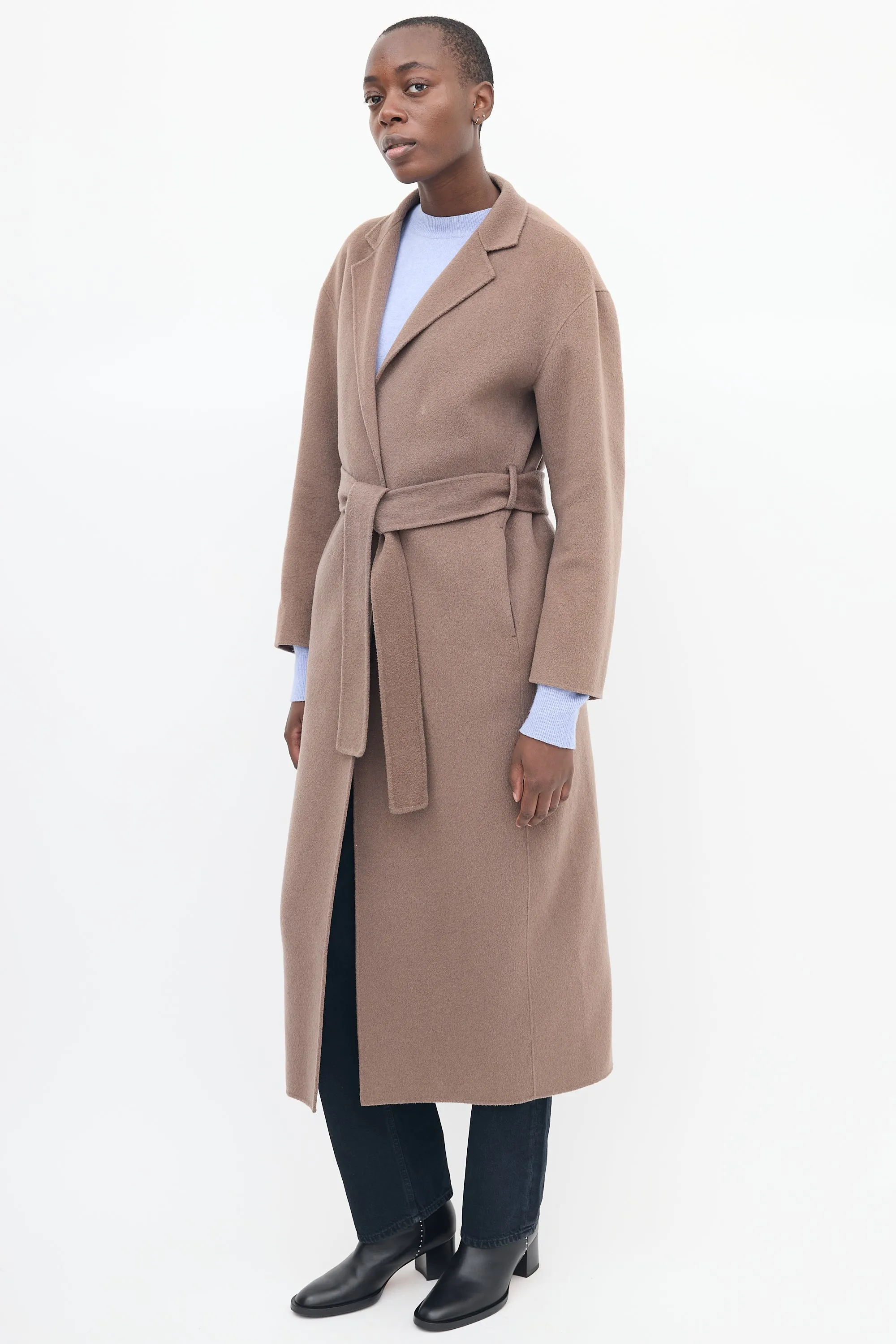 Brown Belted Long Coat