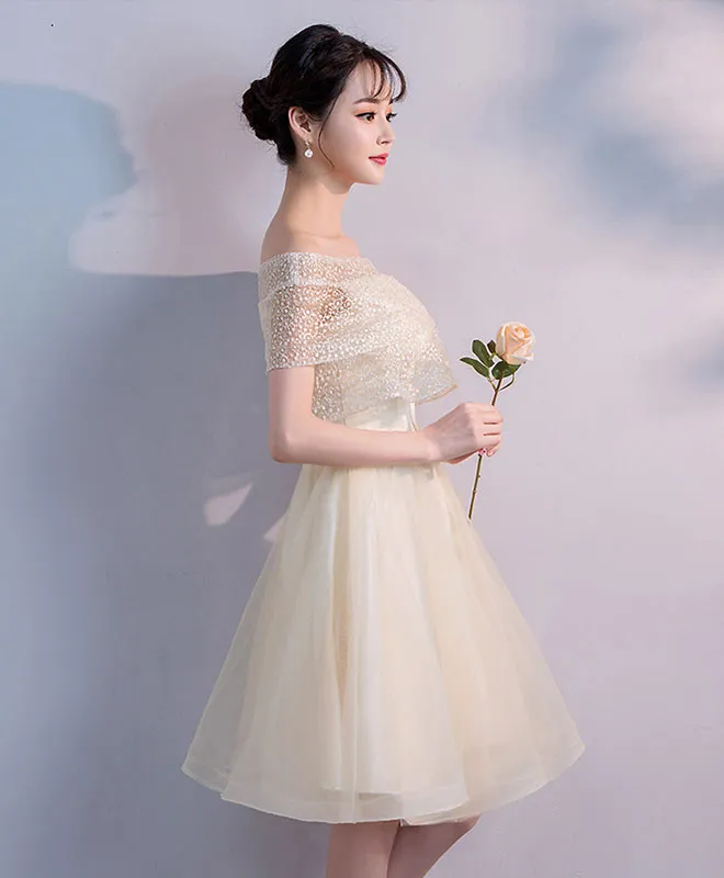 Champagne Tulle Short Prom Dress, Champagne Homecoming Dress