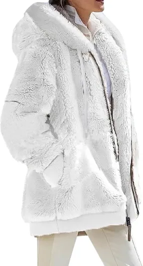 ChicCrate Womens Winter Coats Sherpa Jacket Fuzzy Fleece Jackets Oversized Casual Warm Outwear Zip Hooded Overcoat