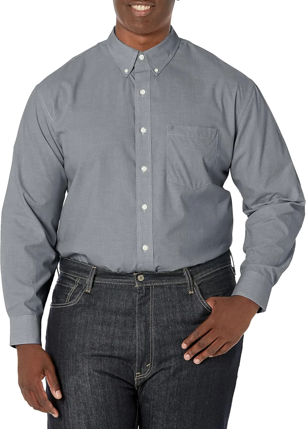 IZOD Men’s Performance Comfort Long Sleeve Solid Button Down Shirt