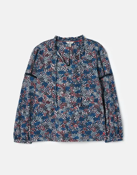 Joules Frances Printed Ladder Insert Blouse