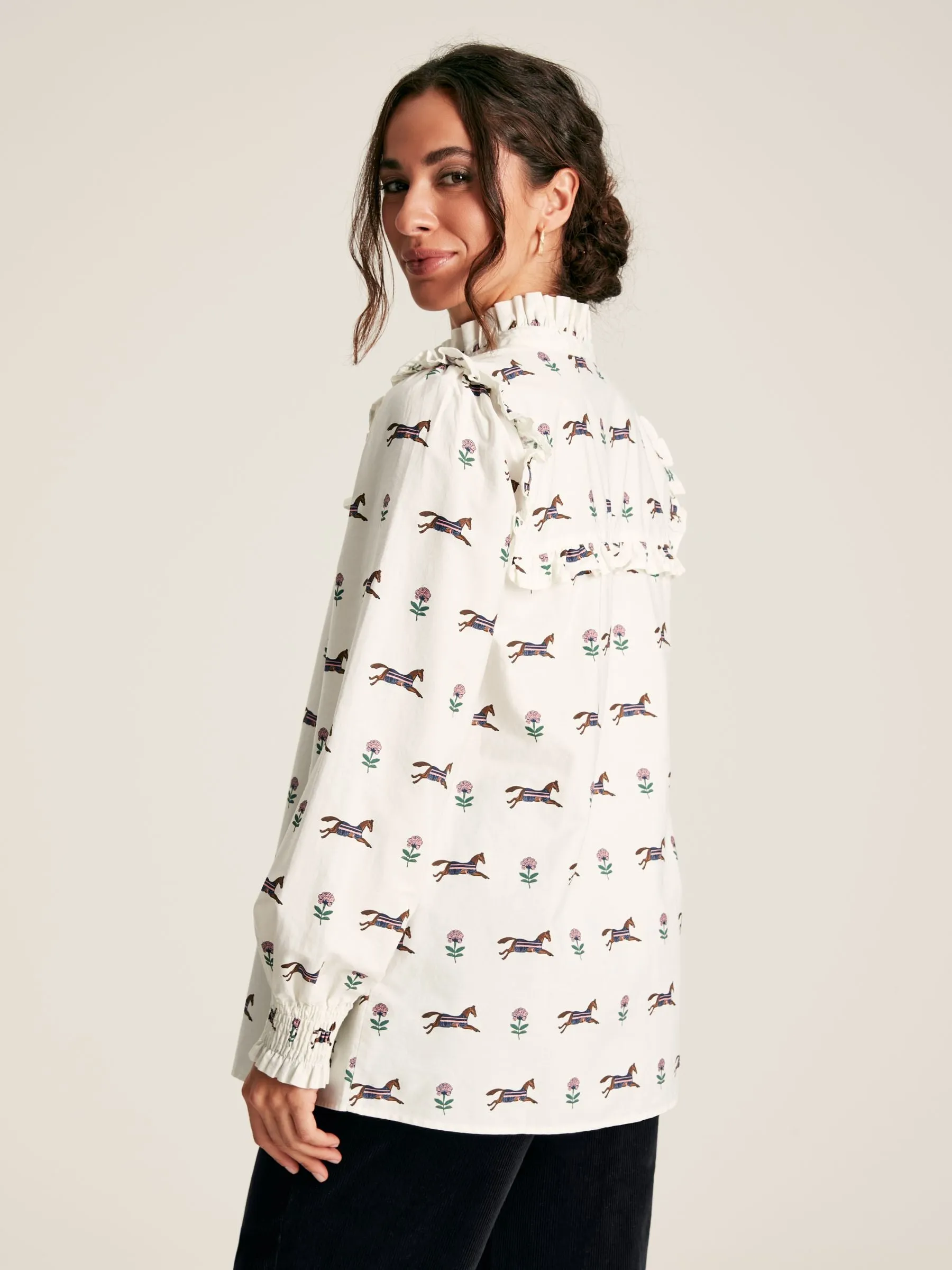 Joules Henrietta Printed Frill Blouse