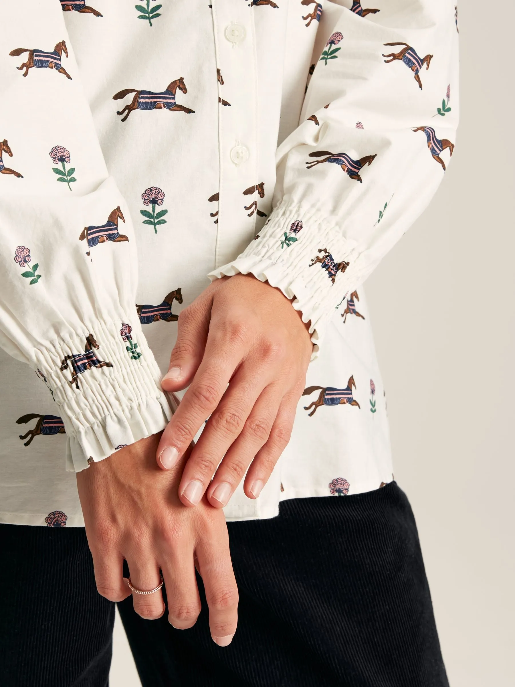 Joules Henrietta Printed Frill Blouse
