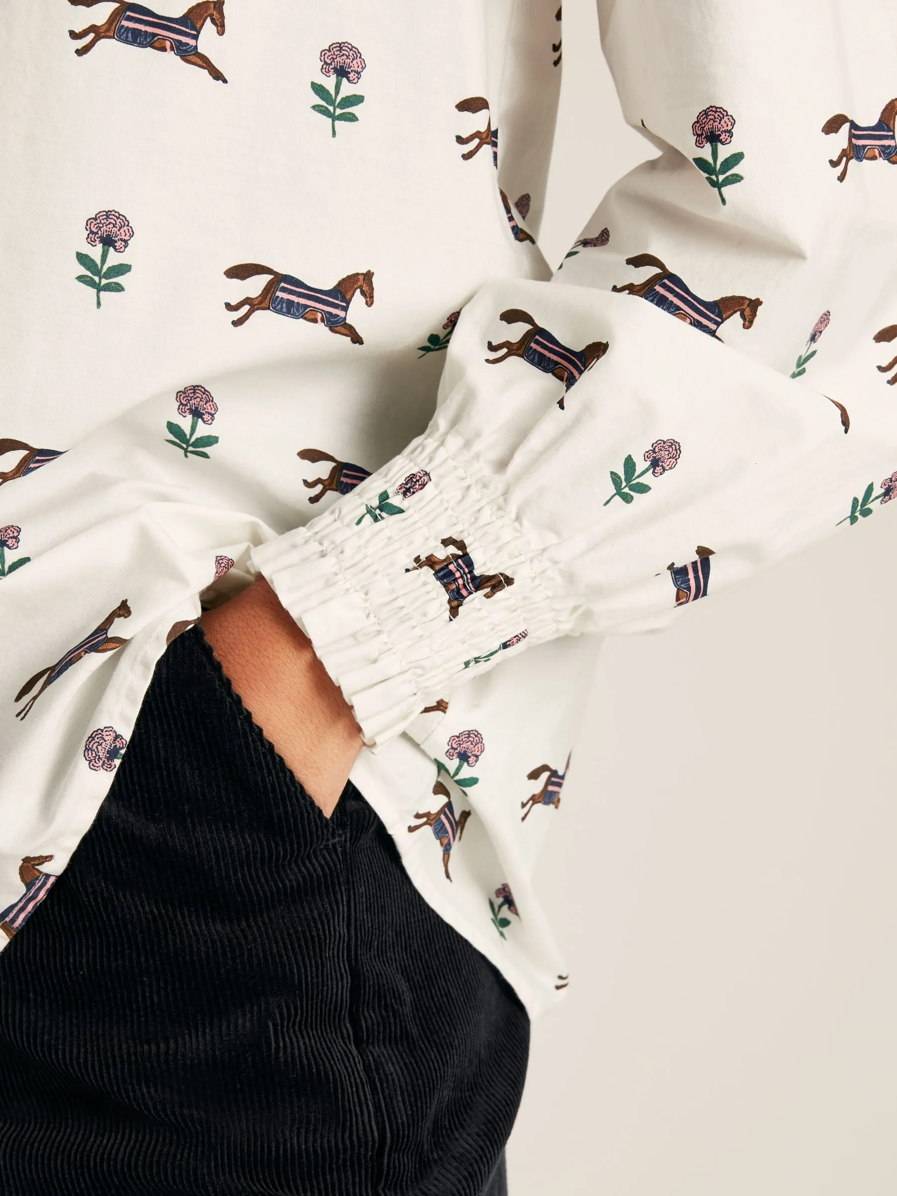 Joules Henrietta Printed Frill Blouse