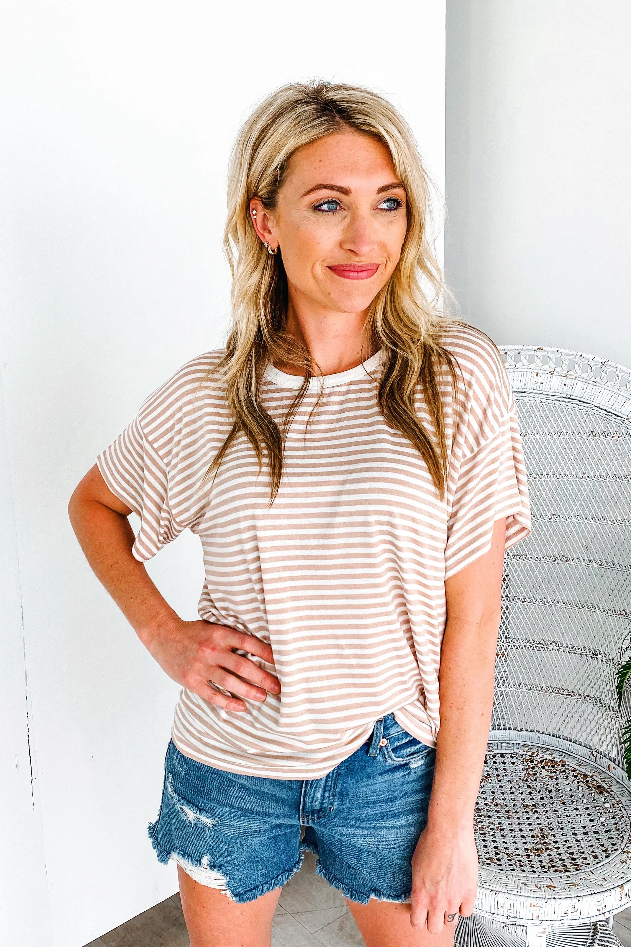 Justin Tan Striped Top