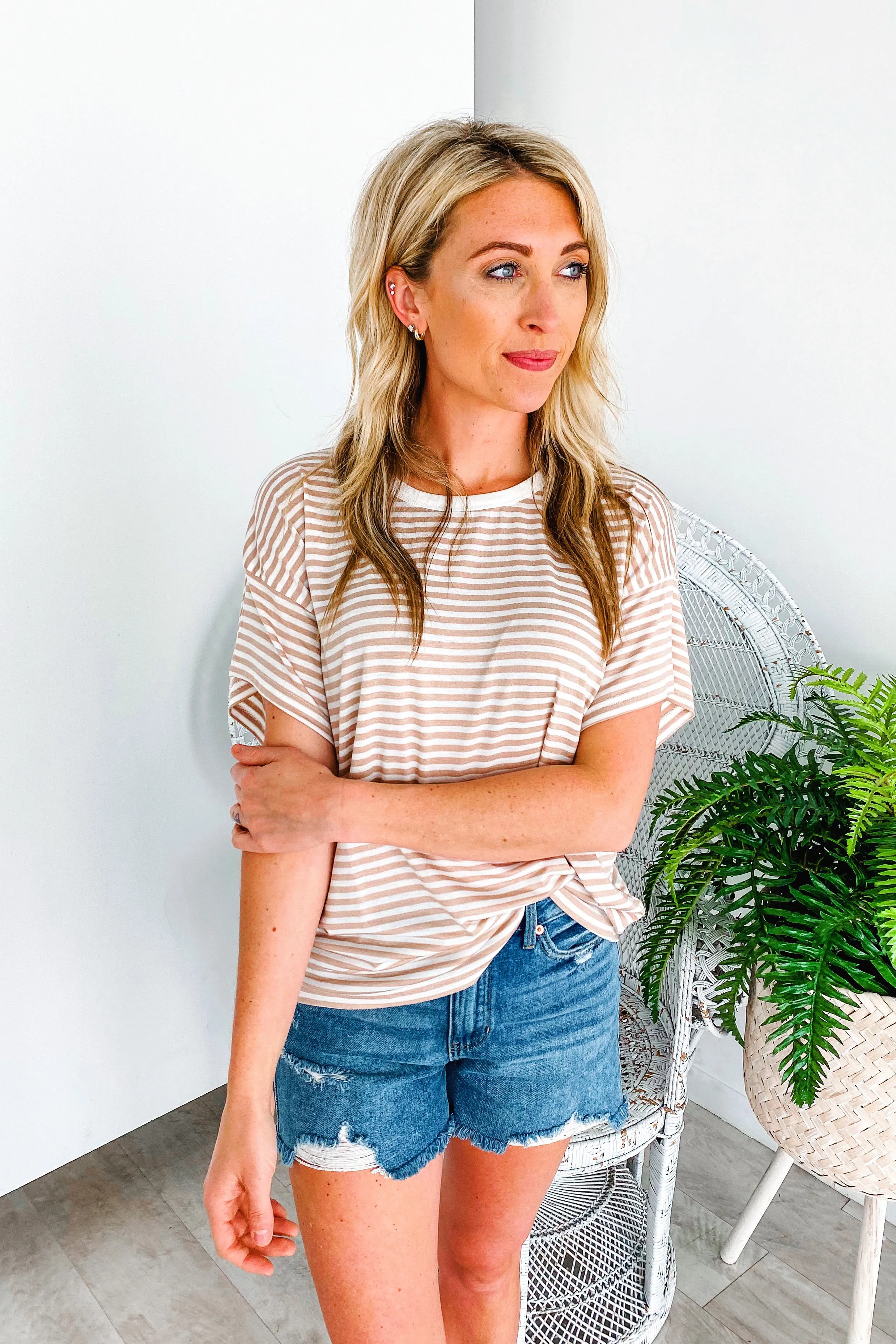 Justin Tan Striped Top