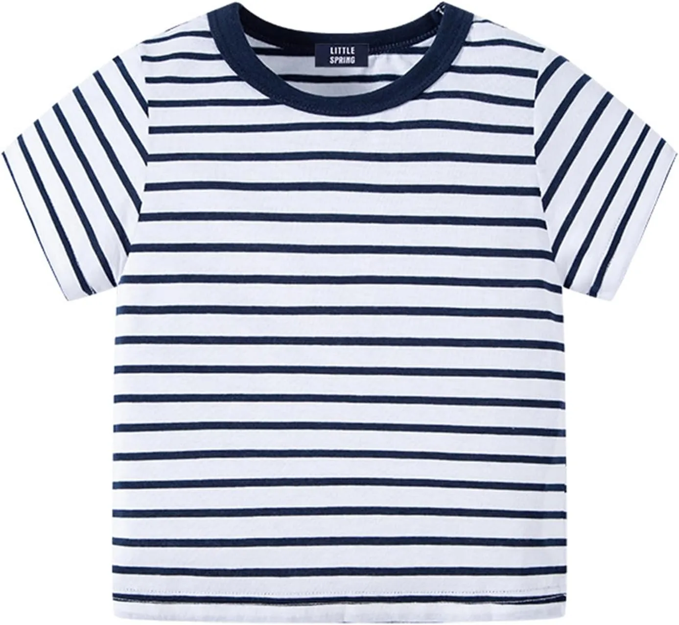 LittleSpring Boys Girls T Shirt Rainbow Striped Cotton Crewneck Tees for Kids Fashion