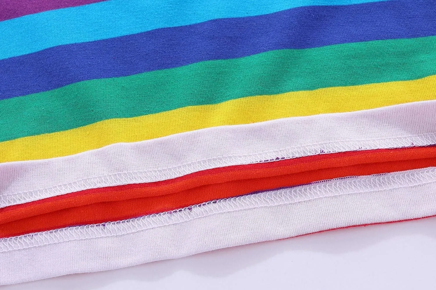 LittleSpring Boys Girls T Shirt Rainbow Striped Cotton Crewneck Tees for Kids Fashion