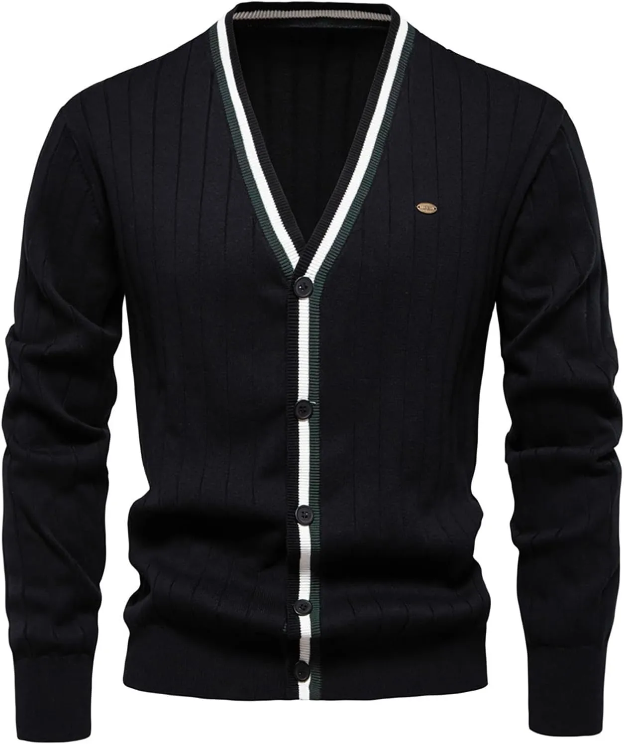 Men Ribbed Button Down Sweaters Casual Long Sleeve V Neck Knitted Cardigan Lightweight Sweater Coats Preppy Clothes