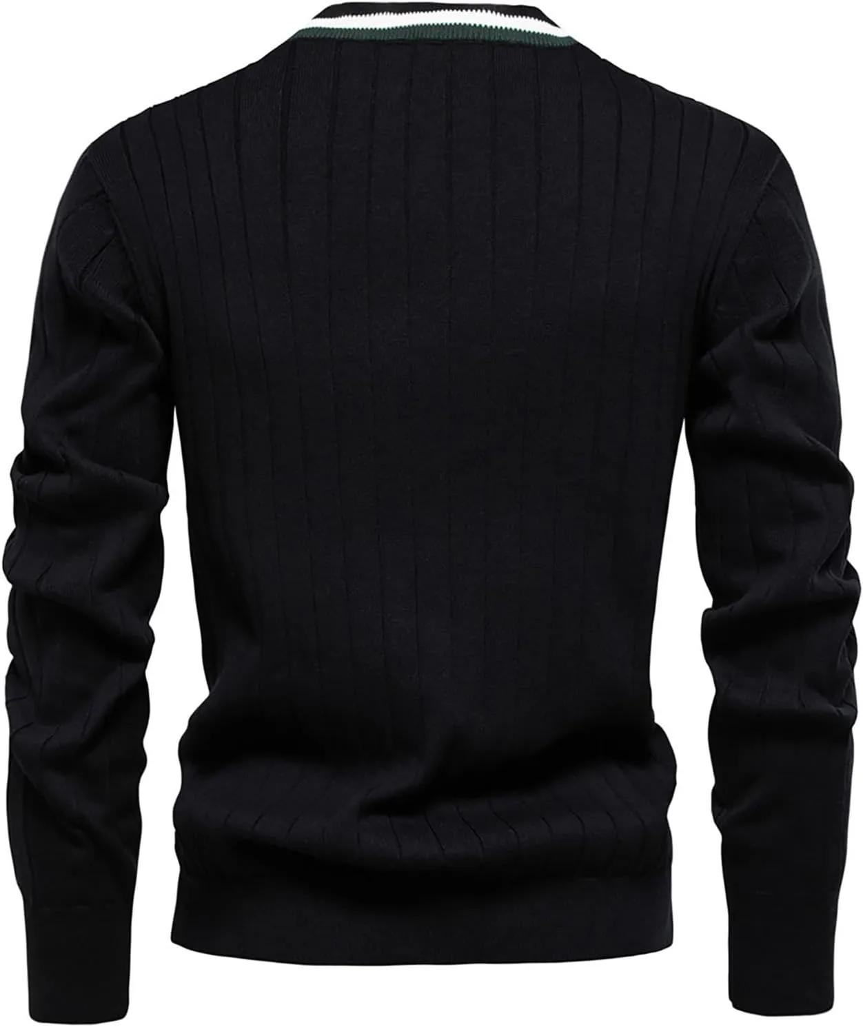 Men Ribbed Button Down Sweaters Casual Long Sleeve V Neck Knitted Cardigan Lightweight Sweater Coats Preppy Clothes