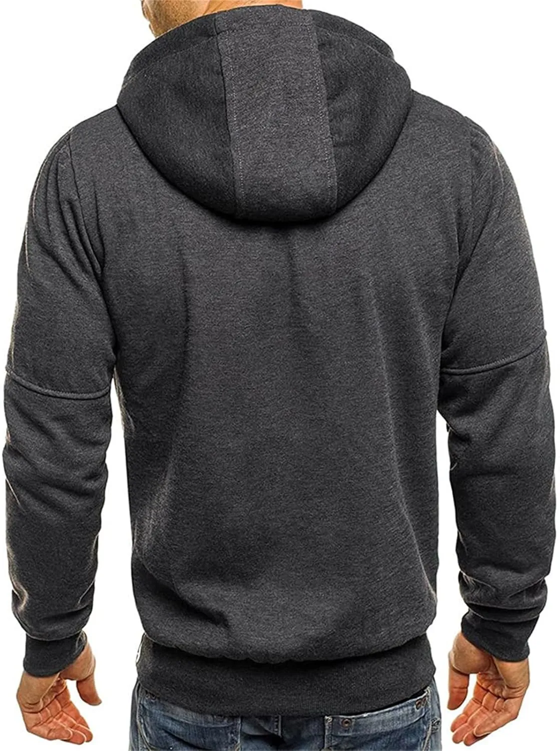 Men's Casual Fleece Hooded Sweatshirts Jackets Full Zip Long Sleeve Sport Cardigan Coats with Arm Zipper Pockets