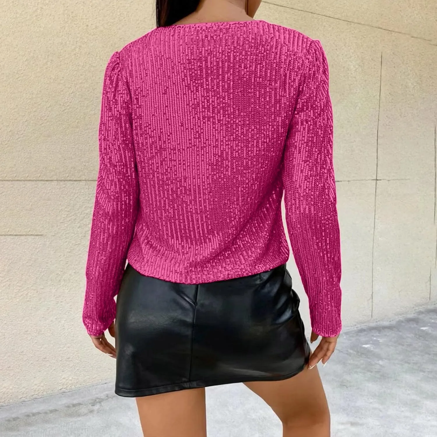 Plus Size Sequin Jacket Women Fashion Sparkle Cardigan Coat Long Sleeve Glitter Jackets Sparkly Blazer for Party