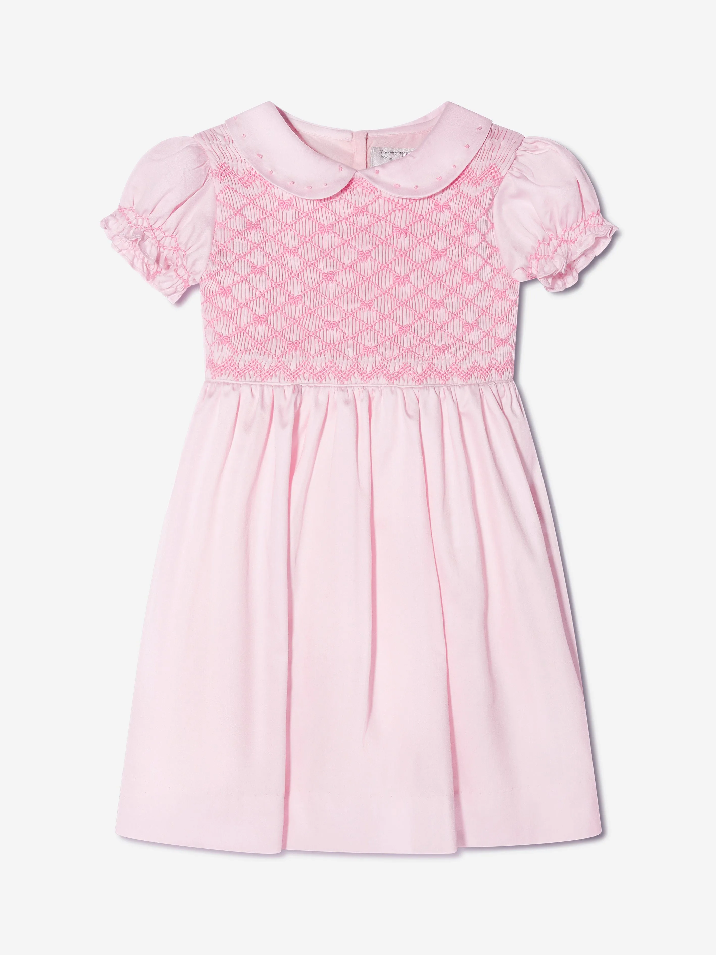 Rachel Riley Baby Girls Bow Smocked Dress And Bloomers in Pink
