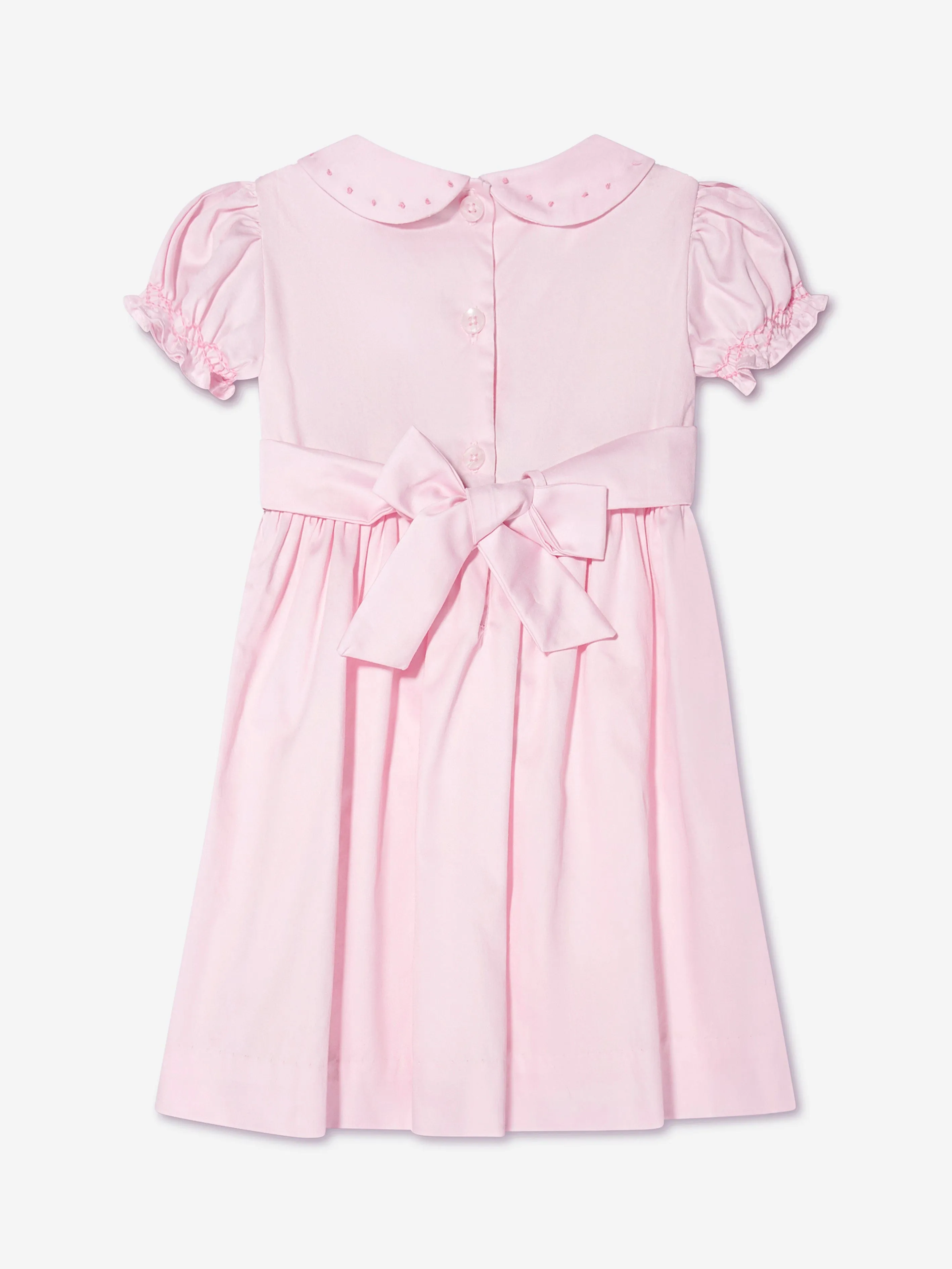 Rachel Riley Baby Girls Bow Smocked Dress And Bloomers in Pink