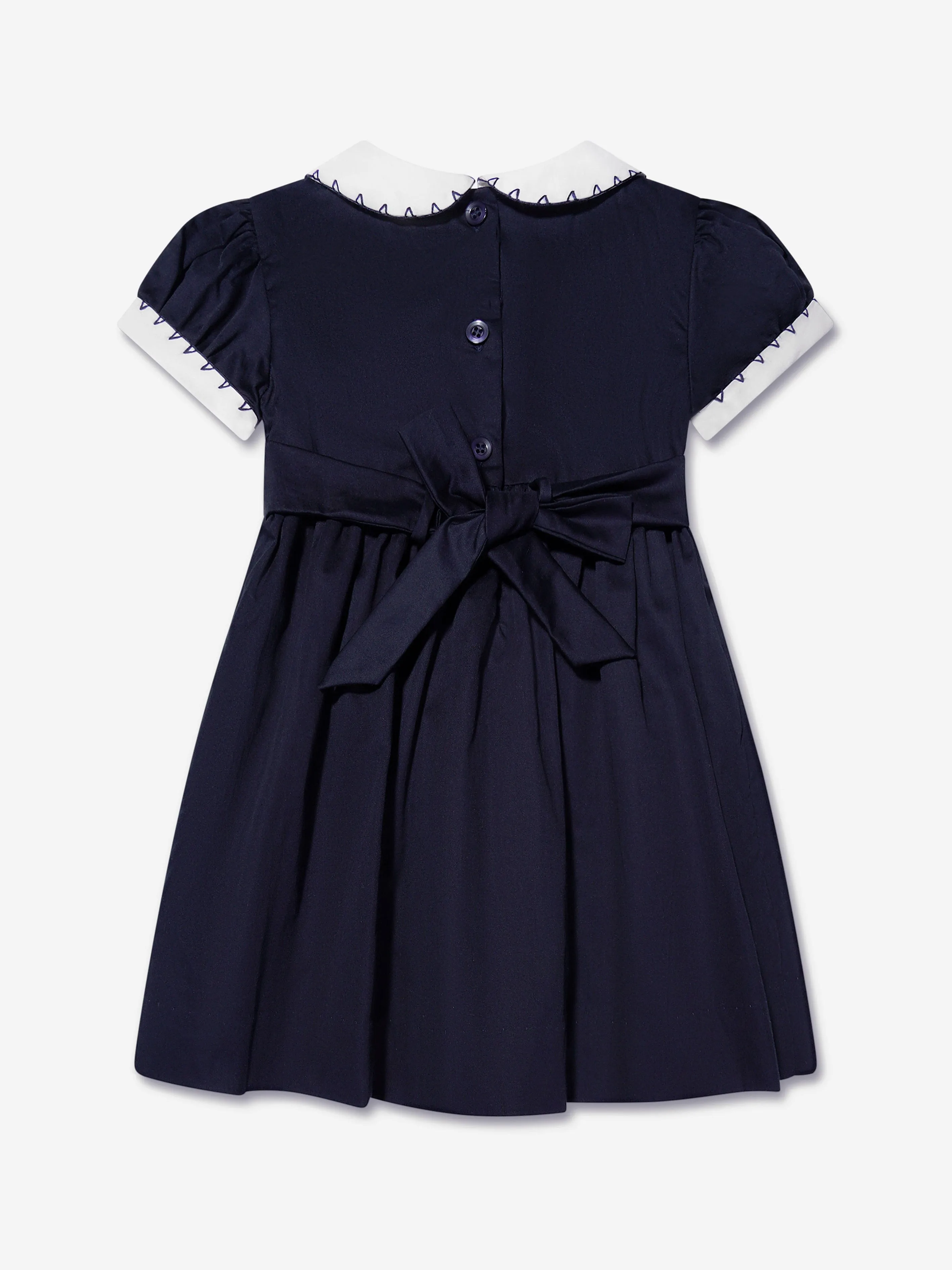 Rachel Riley Baby Girls Classic Smocked Dress And Bloomers in Navy