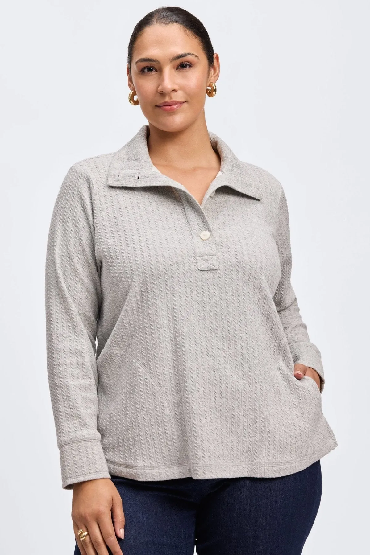 Sammy Plus Cable Knit Popover