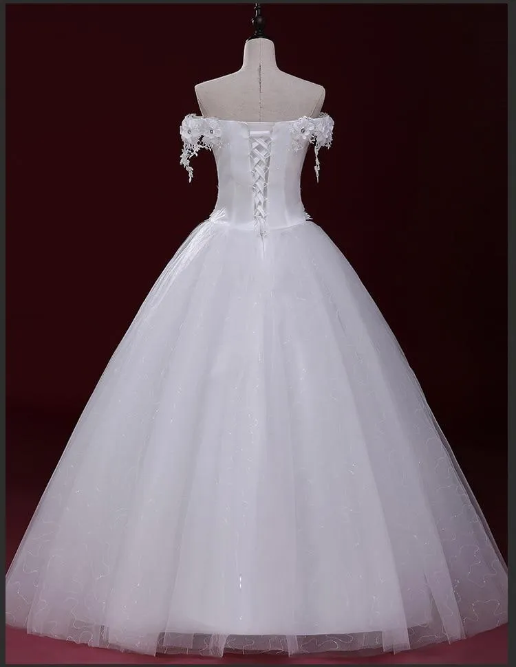 Wedding Dresses Strapless Lace Appliques Lace Up Ball Gown