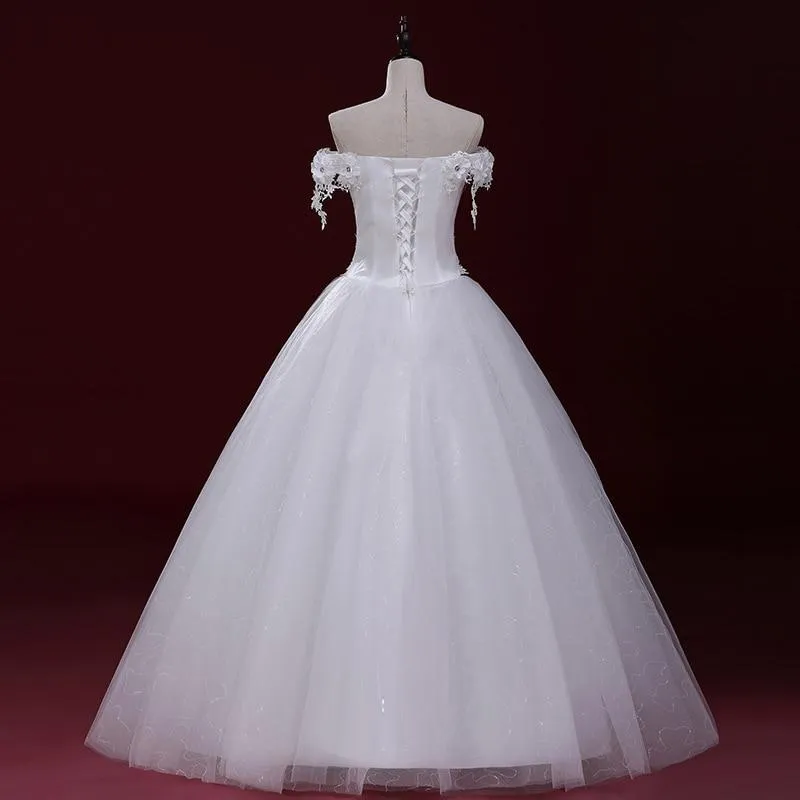 Wedding Dresses Strapless Lace Appliques Lace Up Ball Gown