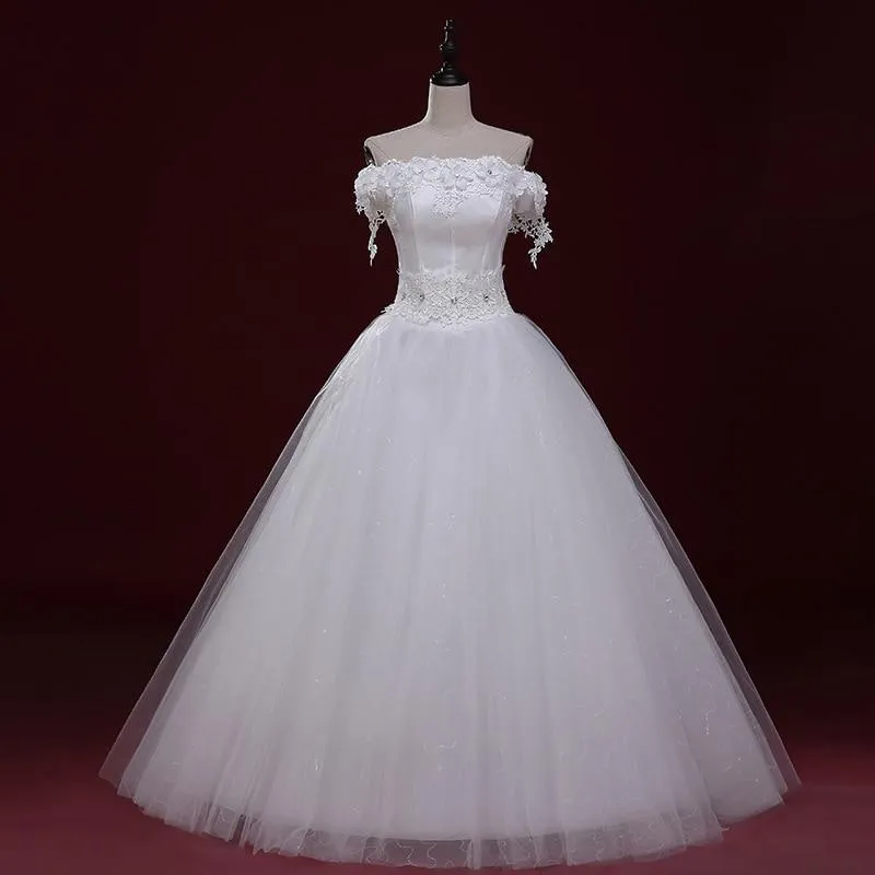 Wedding Dresses Strapless Lace Appliques Lace Up Ball Gown
