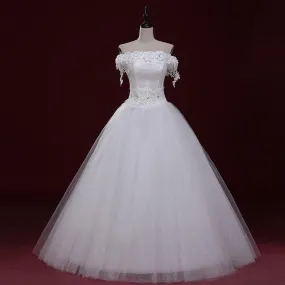 Wedding Dresses Strapless Lace Appliques Lace Up Ball Gown