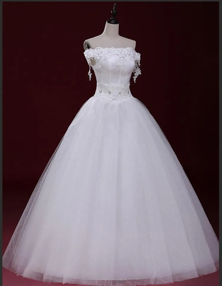 Wedding Dresses Strapless Lace Appliques Lace Up Ball Gown
