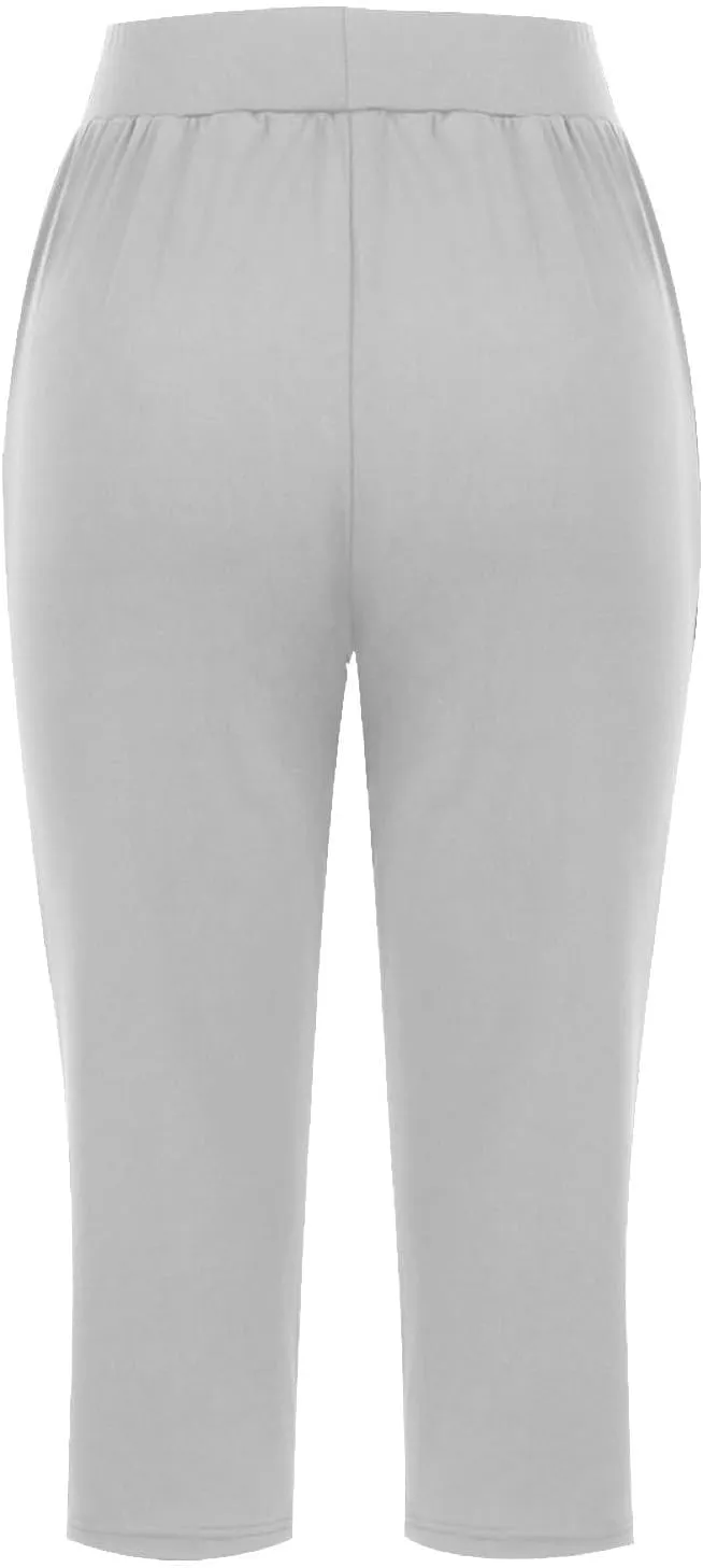 Women's Capri Pants Dressy Casual Cropped Leggings Lightweight High Waist Pants Workout Yoga Sweatpants with Pockets