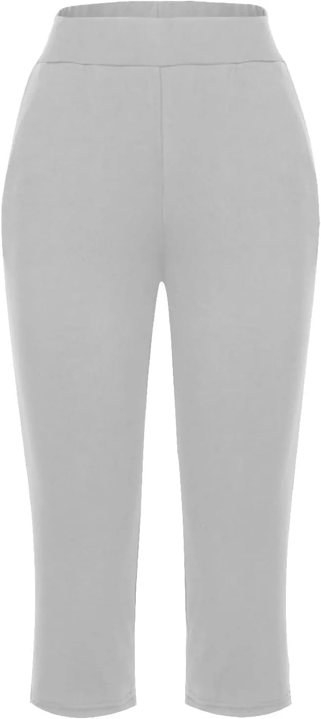 Women's Capri Pants Dressy Casual Cropped Leggings Lightweight High Waist Pants Workout Yoga Sweatpants with Pockets