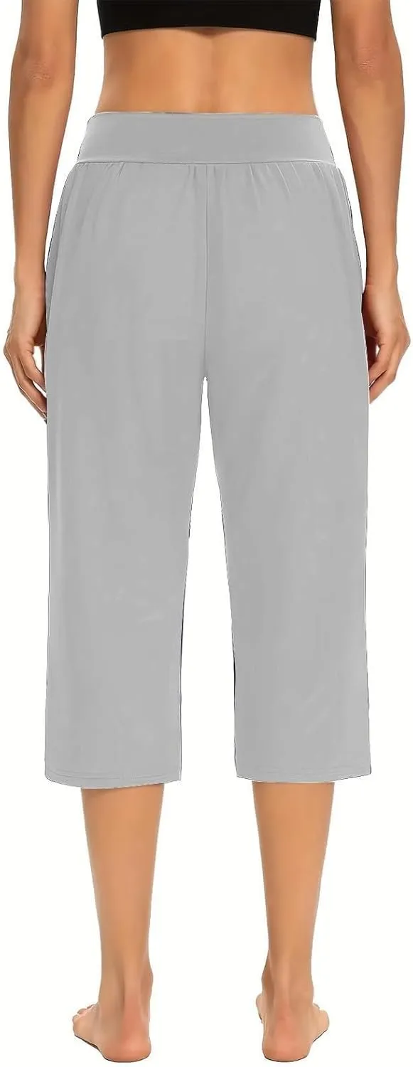 Women's Capri Pants Dressy Casual Cropped Leggings Lightweight High Waist Pants Workout Yoga Sweatpants with Pockets