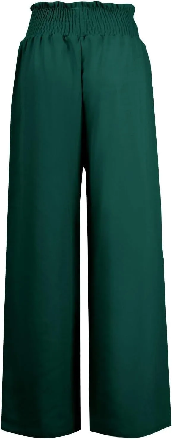 Women's High Waist Wide Leg Lounge Trouser Casual Beach Palazzo Pants Summer Vacation Leisure Pant with Pockets