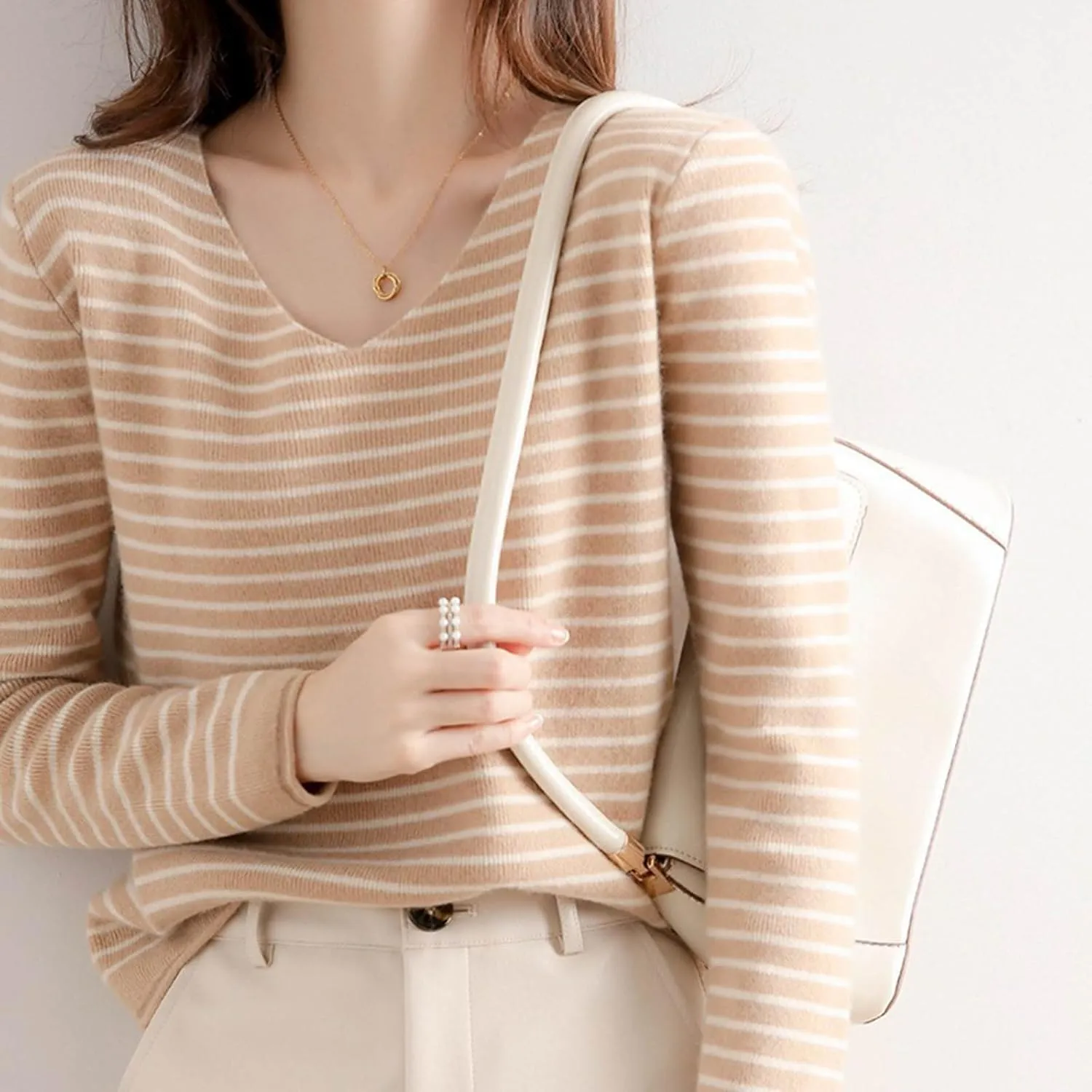 Women's Long Sleeve V Neck Cable Knit Sweater Thermal Jumper 2025 Spring Pullover Ladies Dressya Casual Outfits