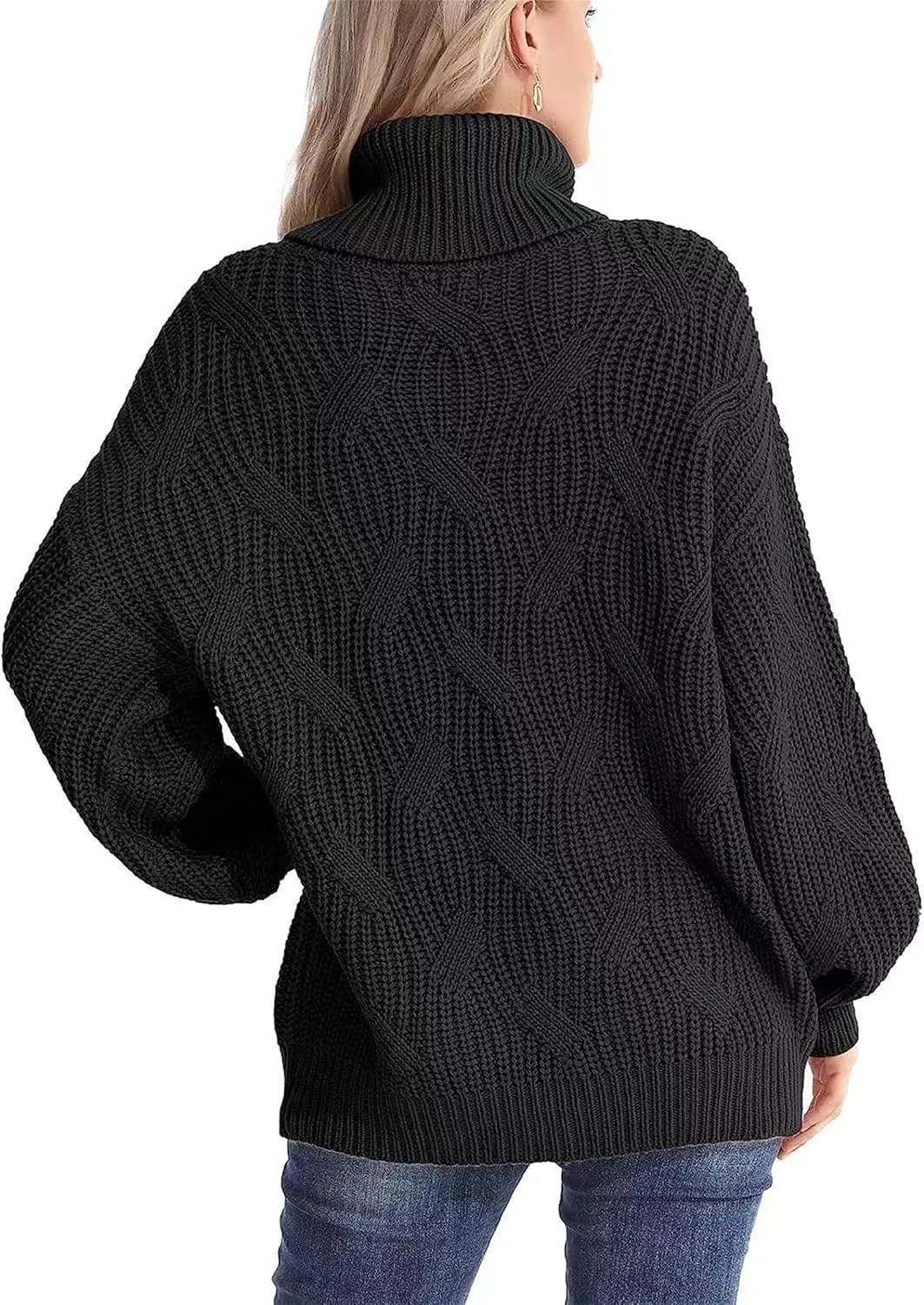 Womens Mock Turtleneck Sweaters Oversized Cable Twists Knit Fall Sweater 2023 Trendy Fashion Winter Pullover Tops
