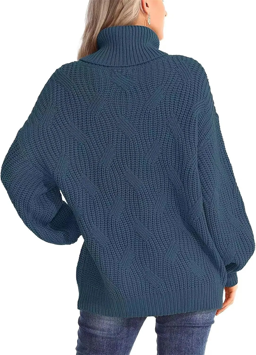 Womens Mock Turtleneck Sweaters Oversized Cable Twists Knit Fall Sweater 2023 Trendy Fashion Winter Pullover Tops