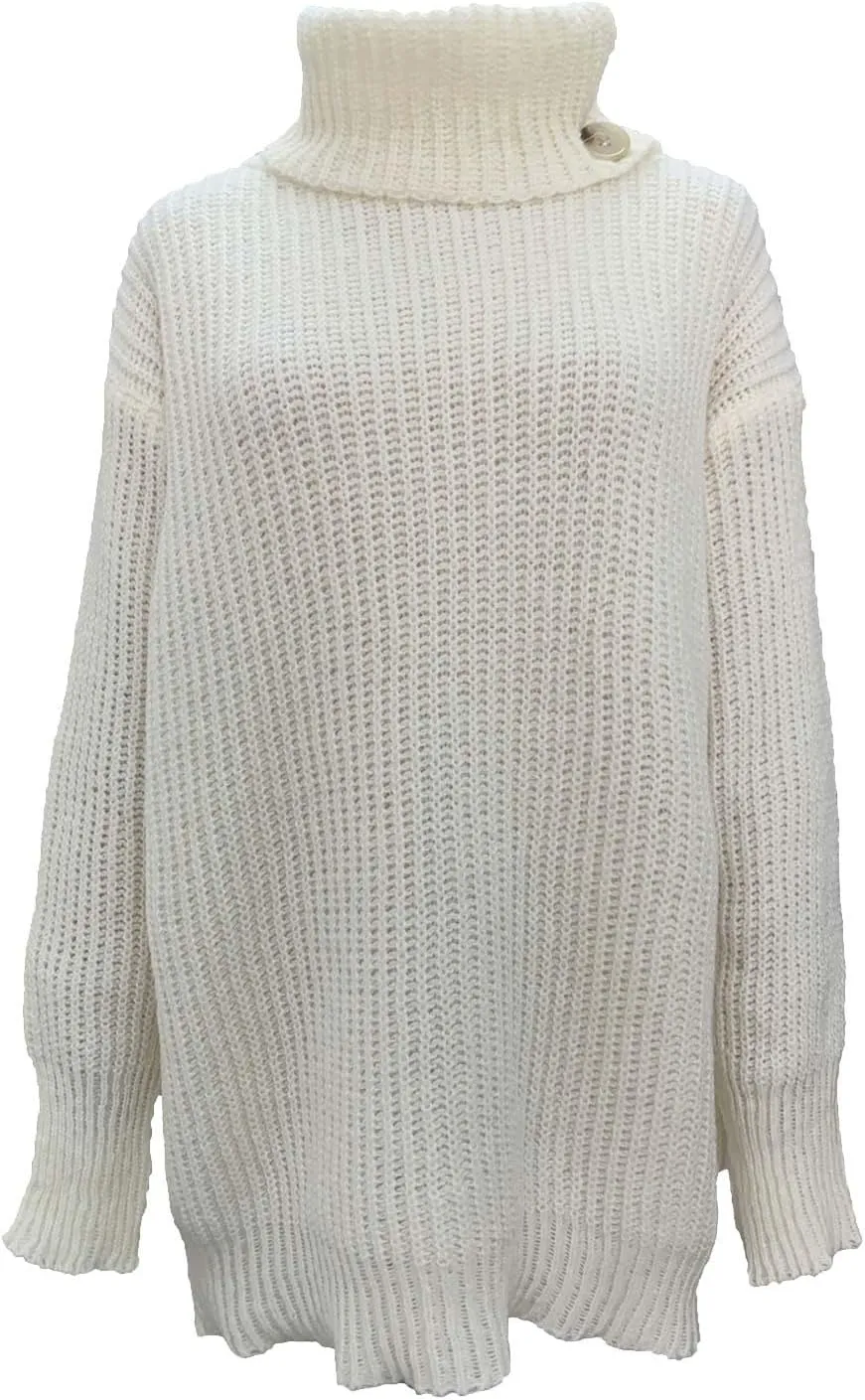 Women's Turtleneck Oversized Sweaters 2024 Fall Lantern Sleeve Casual Cozy Baggy Tunic Pullover Sweater Knit Tops