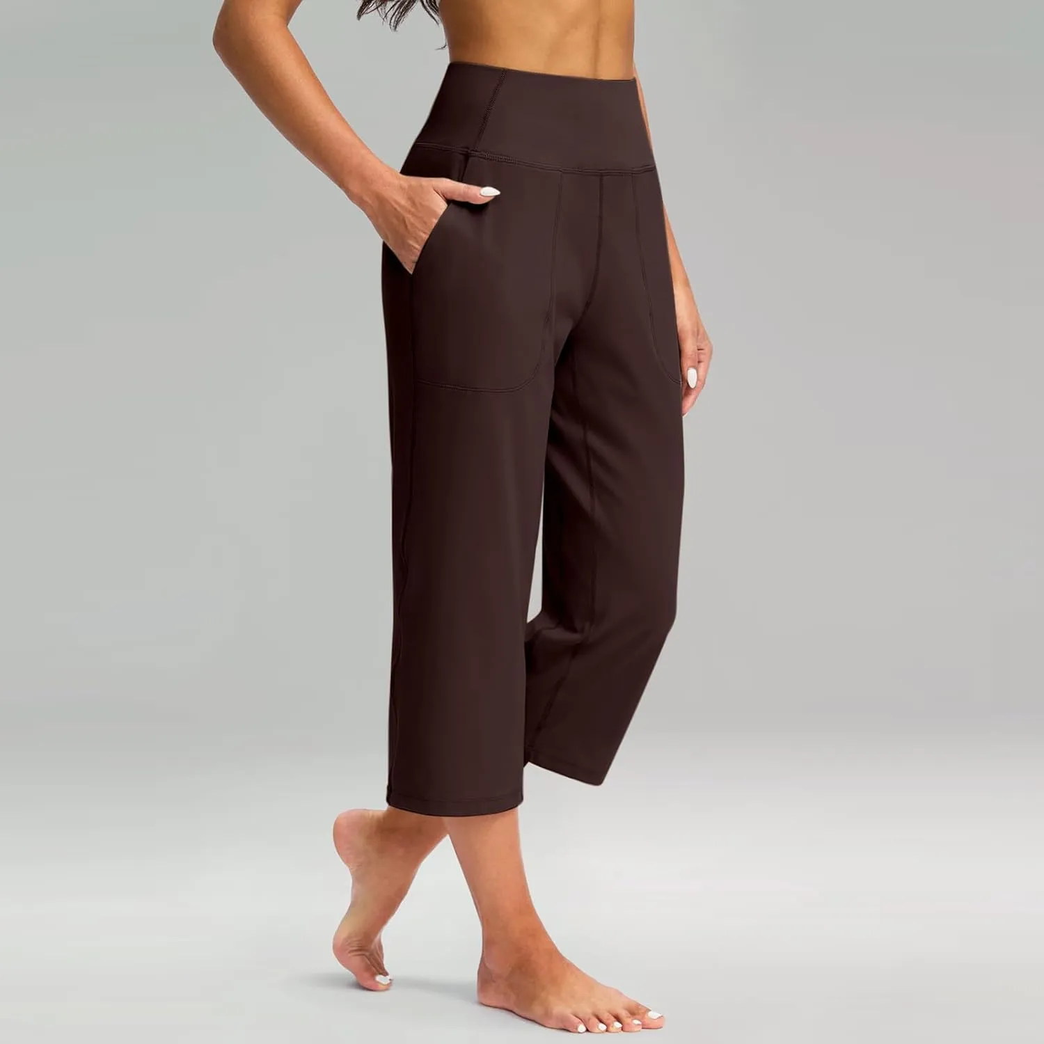 Women's Yoga Pants Casual Wide Leg Capri Pants High Waisted Tummy Control Pant Comfy Athletic Exercise Workout Trousers