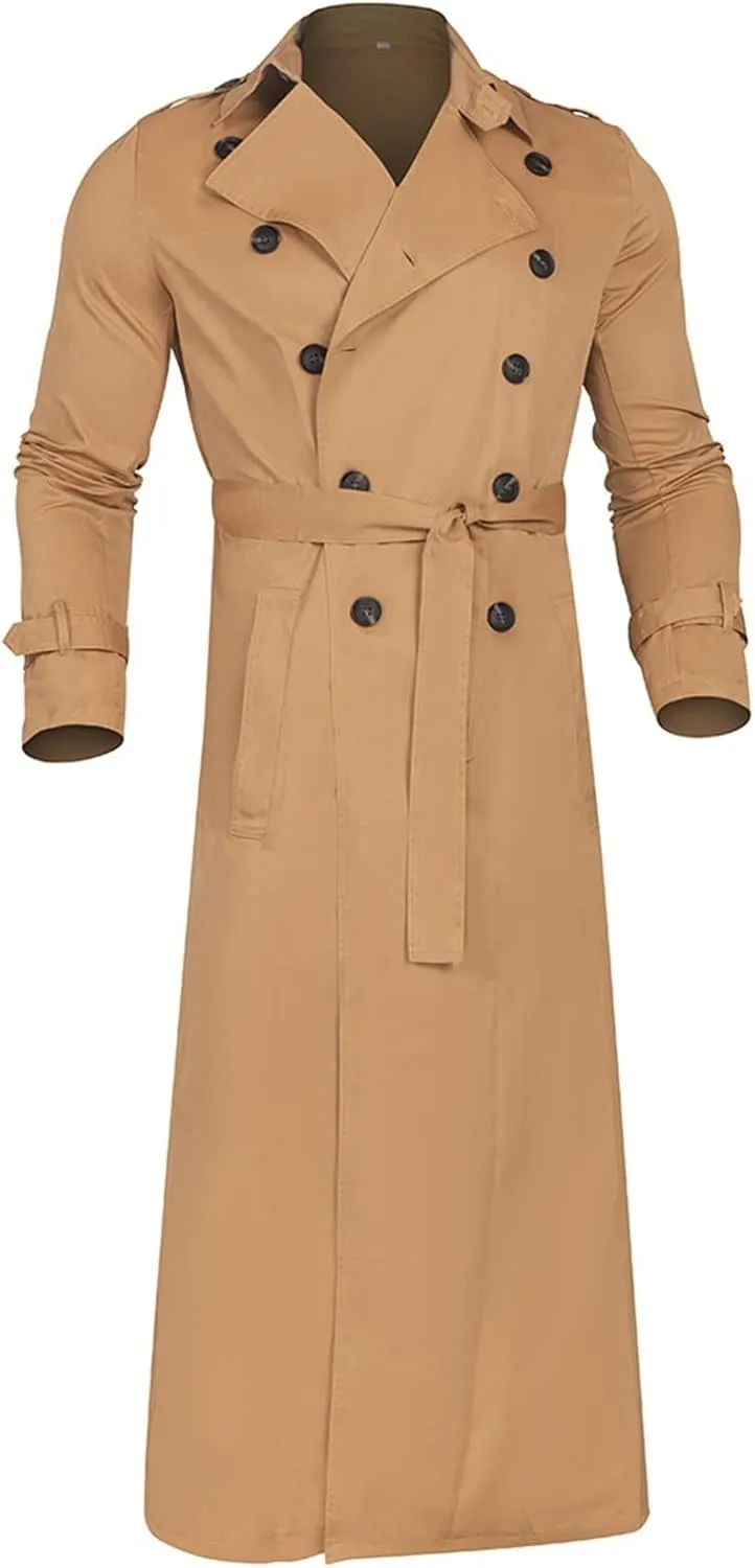 Ymosrh Mens Coats Winter Men's Long-Slevee Luxury Full Length Trench Coat Long Wool Overcoat Jackets for Men